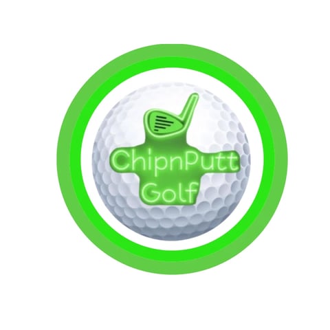 ChipnPutt Golf logo featuring a golf ball with green circle border and golf club icon